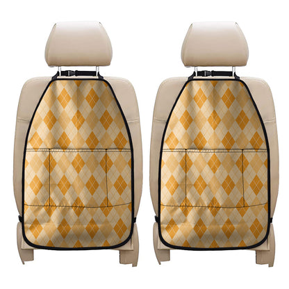 Orange Argyle Pattern Print Car Seat Organizers