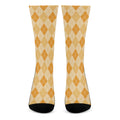 Orange Argyle Pattern Print Crew Socks