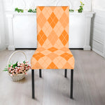 Orange Argyle Pattern Print Dining Chair Slipcover