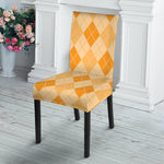 Orange Argyle Pattern Print Dining Chair Slipcover
