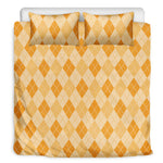 Orange Argyle Pattern Print Duvet Cover Bedding Set