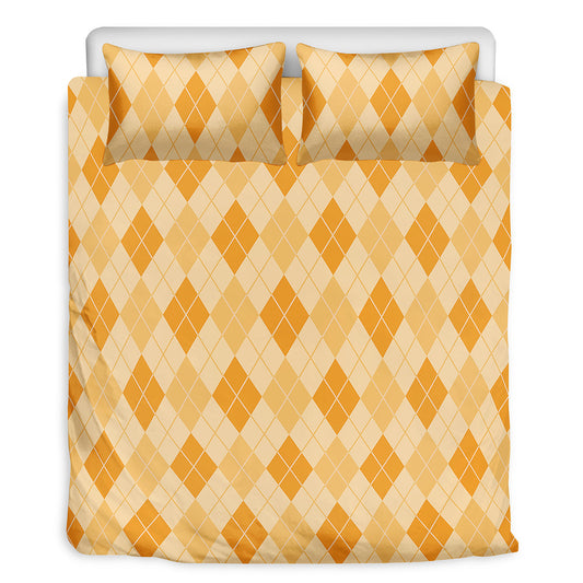 Orange Argyle Pattern Print Duvet Cover Bedding Set