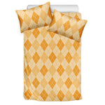 Orange Argyle Pattern Print Duvet Cover Bedding Set