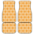 Orange Argyle Pattern Print Front and Back Car Floor Mats
