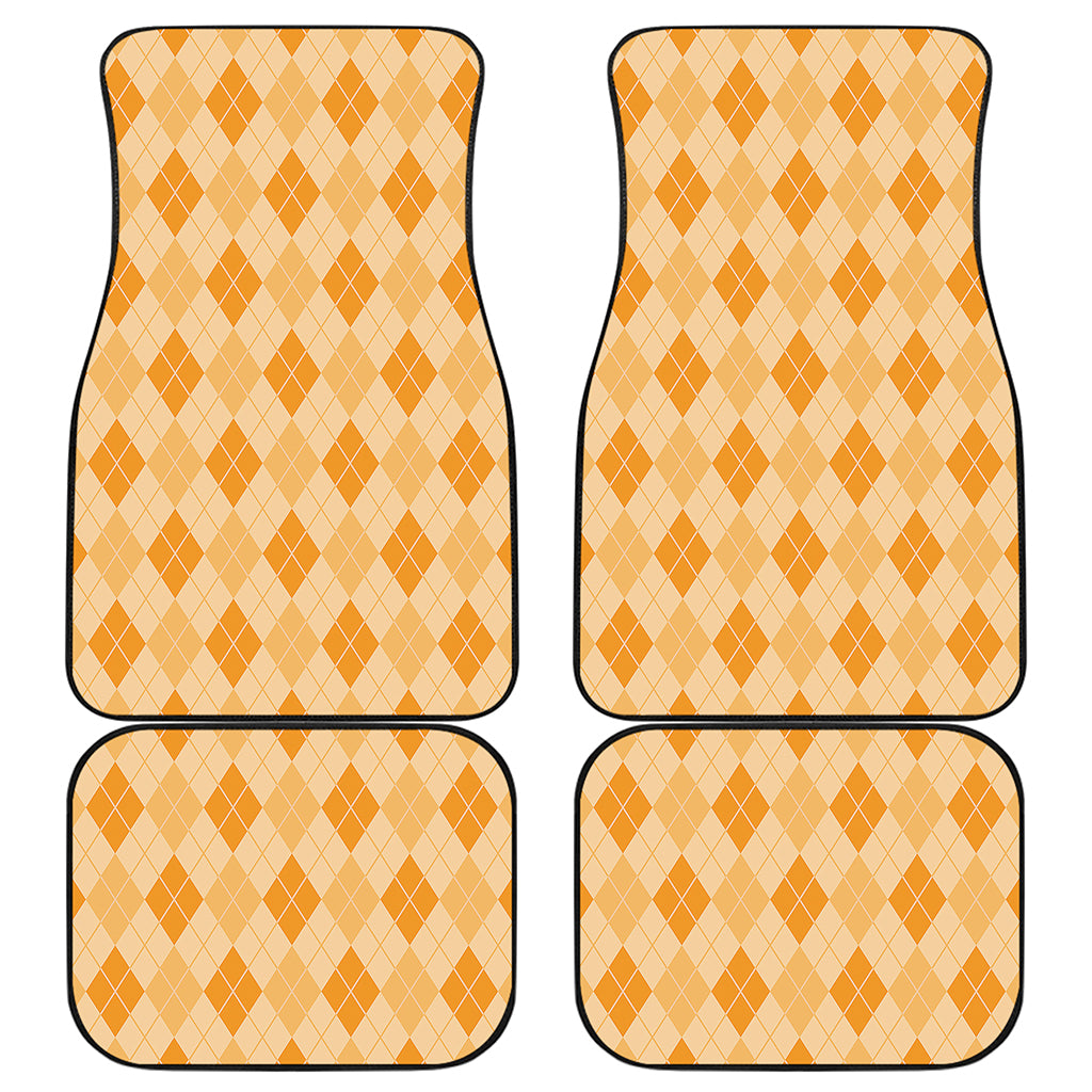 Orange Argyle Pattern Print Front and Back Car Floor Mats
