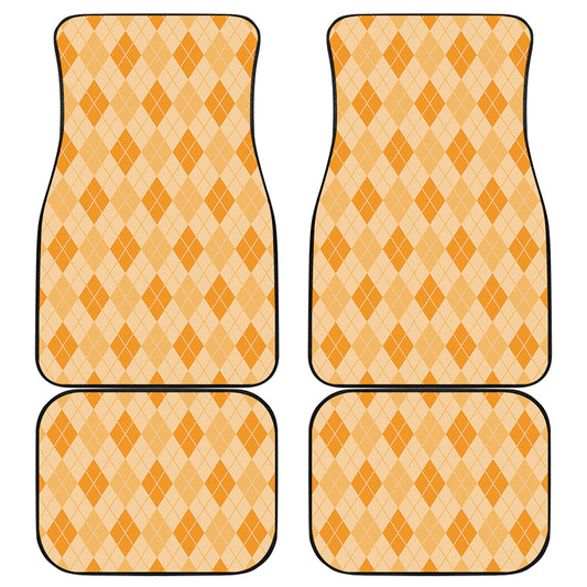 Orange Argyle Pattern Print Front and Back Car Floor Mats