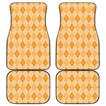 Orange Argyle Pattern Print Front and Back Car Floor Mats
