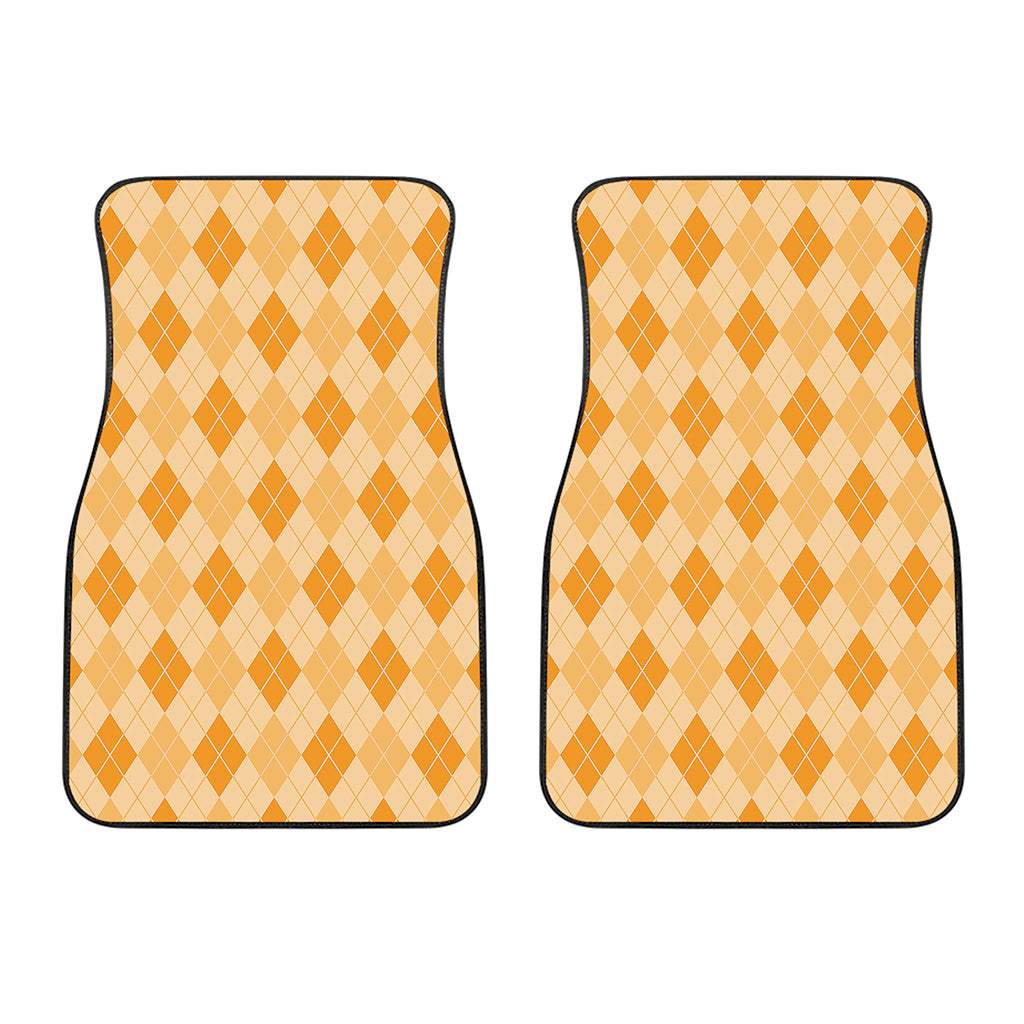 Orange Argyle Pattern Print Front Car Floor Mats