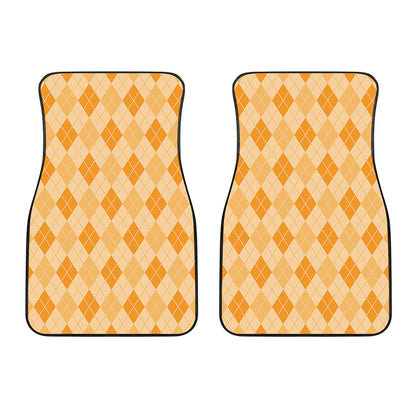 Orange Argyle Pattern Print Front Car Floor Mats