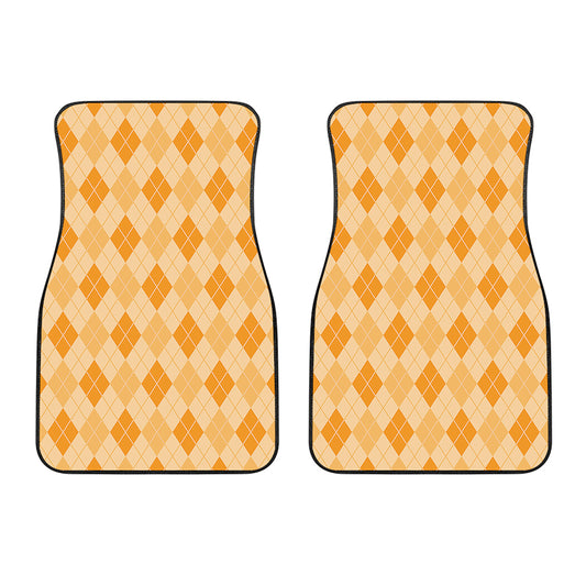 Orange Argyle Pattern Print Front Car Floor Mats