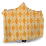 Orange Argyle Pattern Print Hooded Blanket