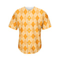 Orange Argyle Pattern Print Men's Baseball Jersey