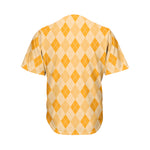 Orange Argyle Pattern Print Men's Baseball Jersey