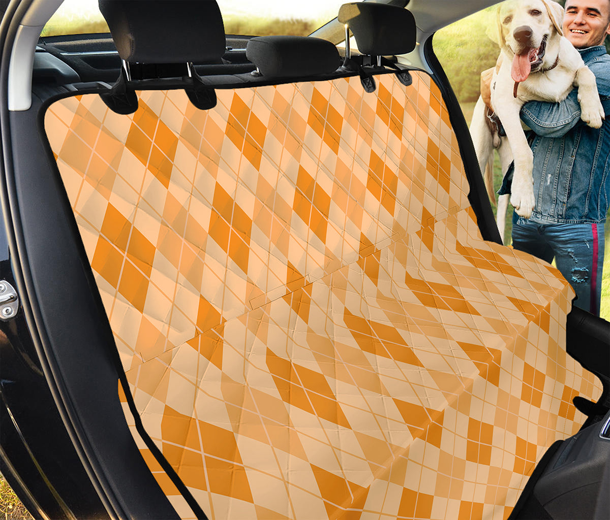 Orange Argyle Pattern Print Pet Car Back Seat Cover