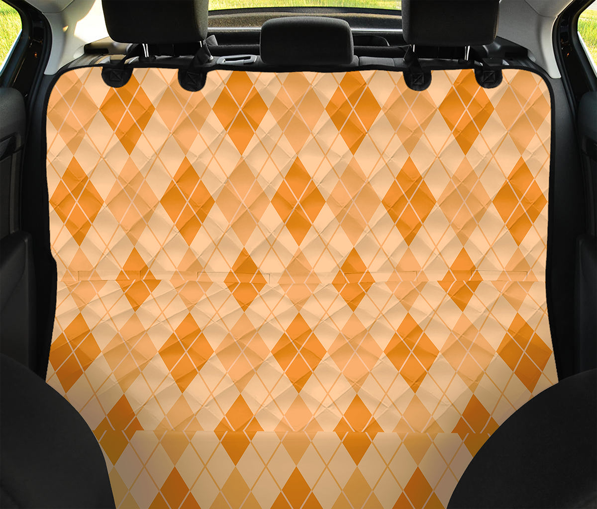 Orange Argyle Pattern Print Pet Car Back Seat Cover