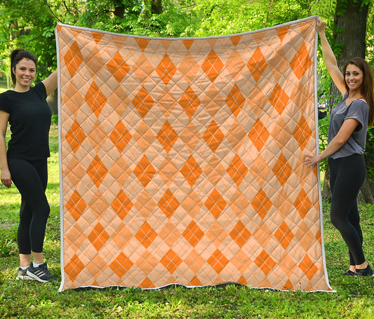 Orange Argyle Pattern Print Quilt