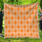 Orange Argyle Pattern Print Quilt