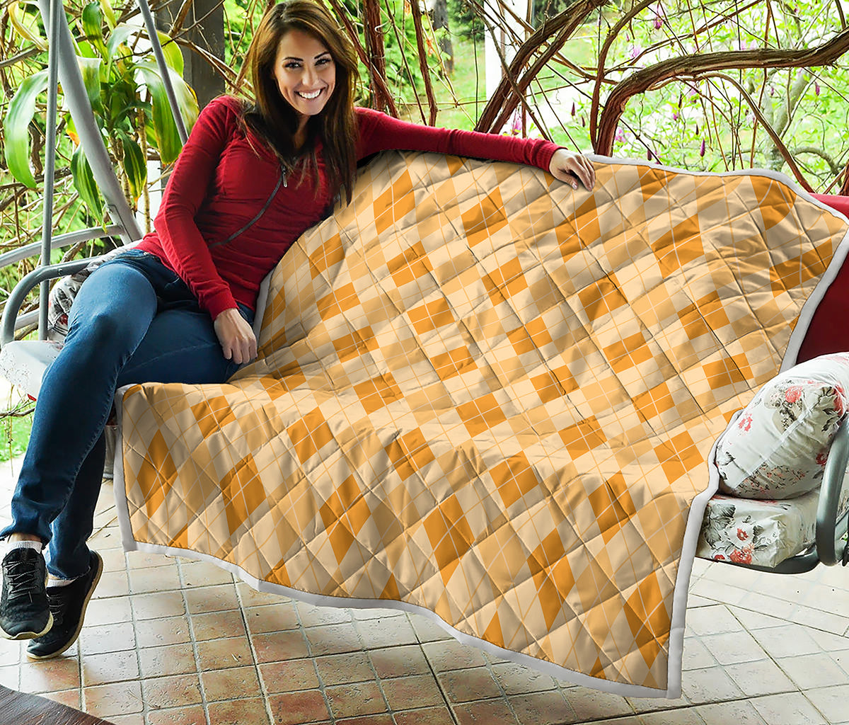 Orange Argyle Pattern Print Quilt