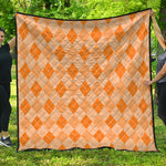 Orange Argyle Pattern Print Quilt