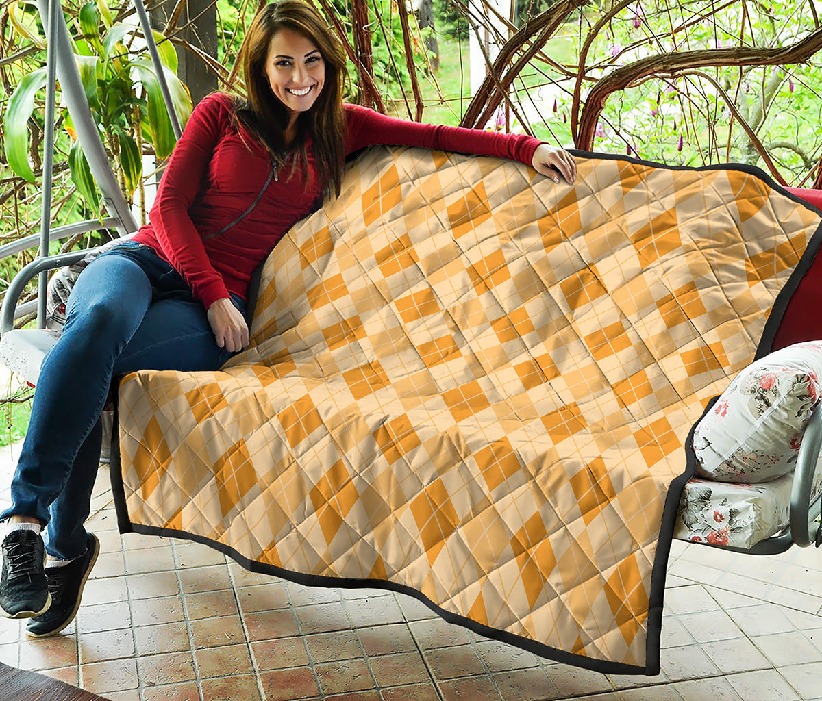 Orange Argyle Pattern Print Quilt
