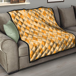 Orange Argyle Pattern Print Quilt