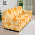 Orange Argyle Pattern Print Sofa Cover