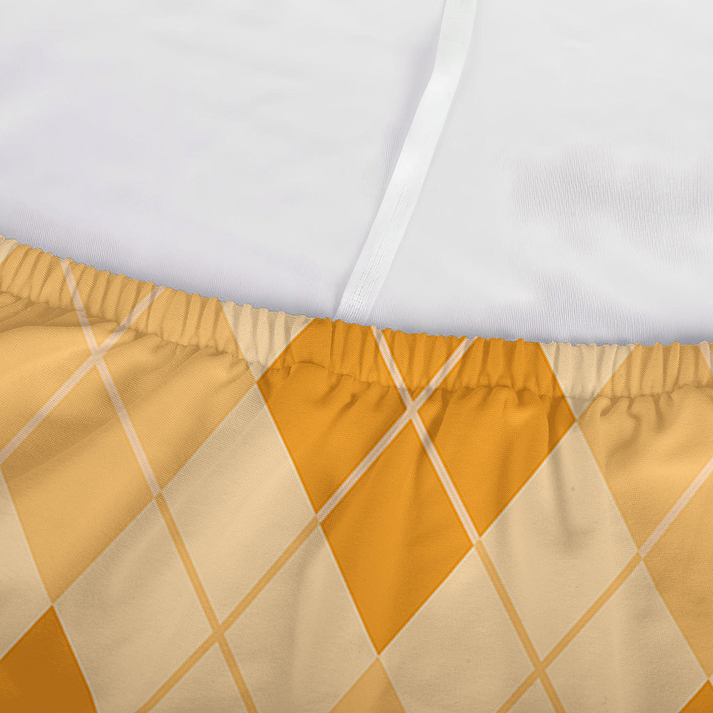 Orange Argyle Pattern Print Sofa Cover