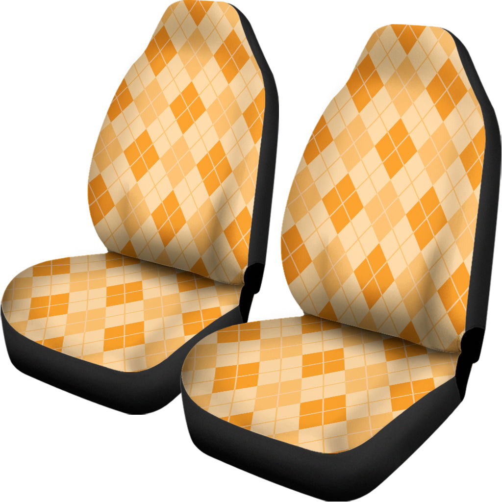 Orange Argyle Pattern Print Universal Fit Car Seat Covers