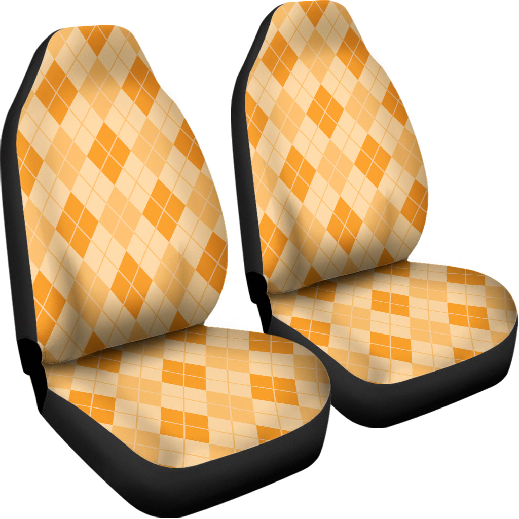 Orange Argyle Pattern Print Universal Fit Car Seat Covers