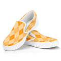 Orange Argyle Pattern Print White Slip On Sneakers