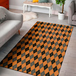 Orange Black And Grey Argyle Print Area Rug