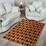 Orange Black And Grey Argyle Print Area Rug