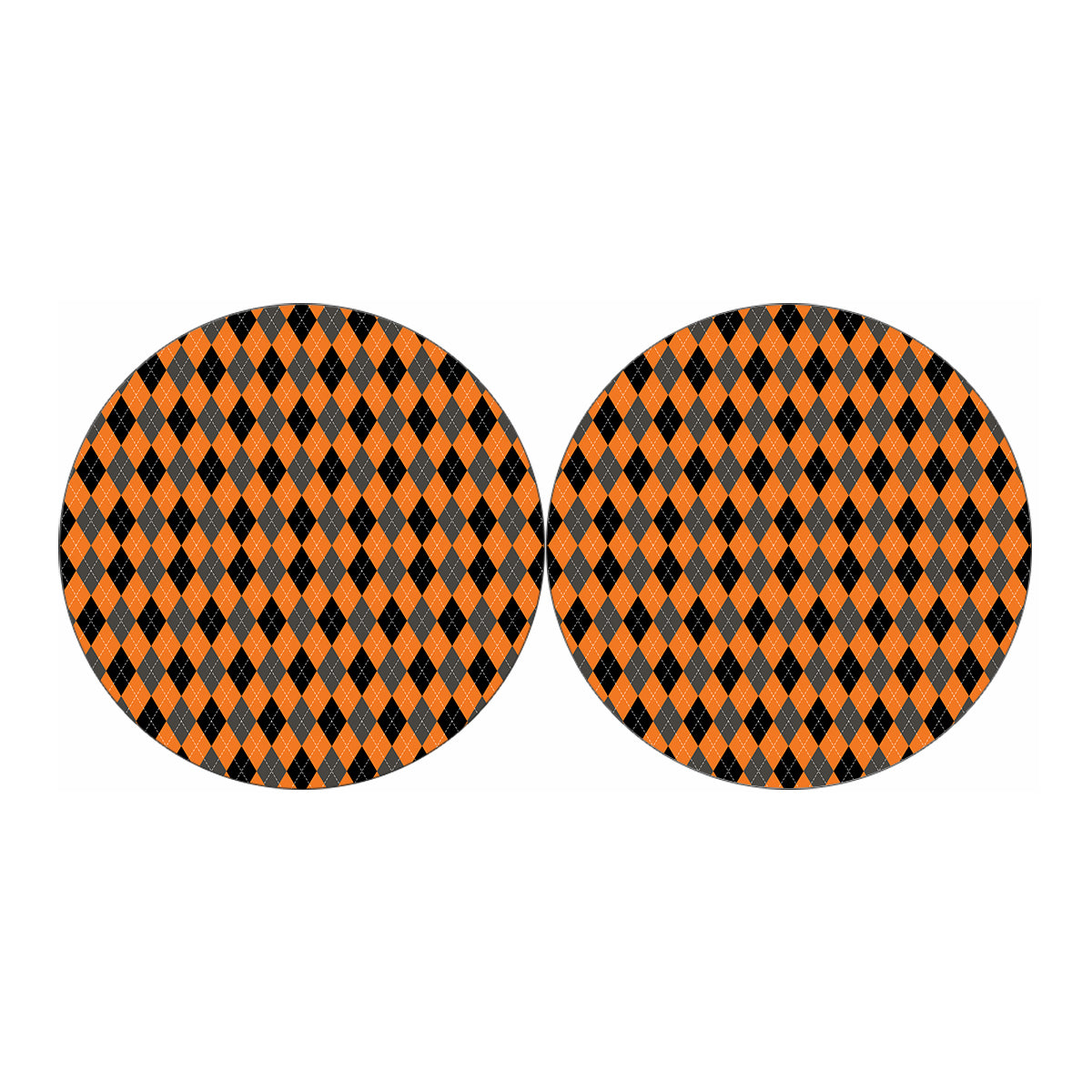 Orange Black And Grey Argyle Print Car Coasters