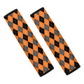 Orange Black And Grey Argyle Print Car Seat Belt Covers