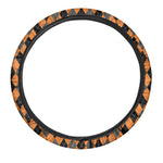 Orange Black And Grey Argyle Print Car Steering Wheel Cover
