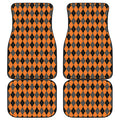 Orange Black And Grey Argyle Print Front and Back Car Floor Mats
