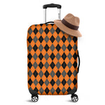 Orange Black And Grey Argyle Print Luggage Cover
