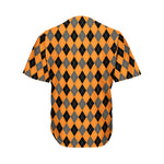 Orange Black And Grey Argyle Print Men's Baseball Jersey