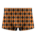 Orange Black And Grey Argyle Print Men's Boxer Briefs