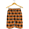 Orange Black And Grey Argyle Print Men's Shorts