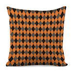 Orange Black And Grey Argyle Print Pillow Cover