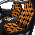 Orange Black And Grey Argyle Print Universal Fit Car Seat Covers