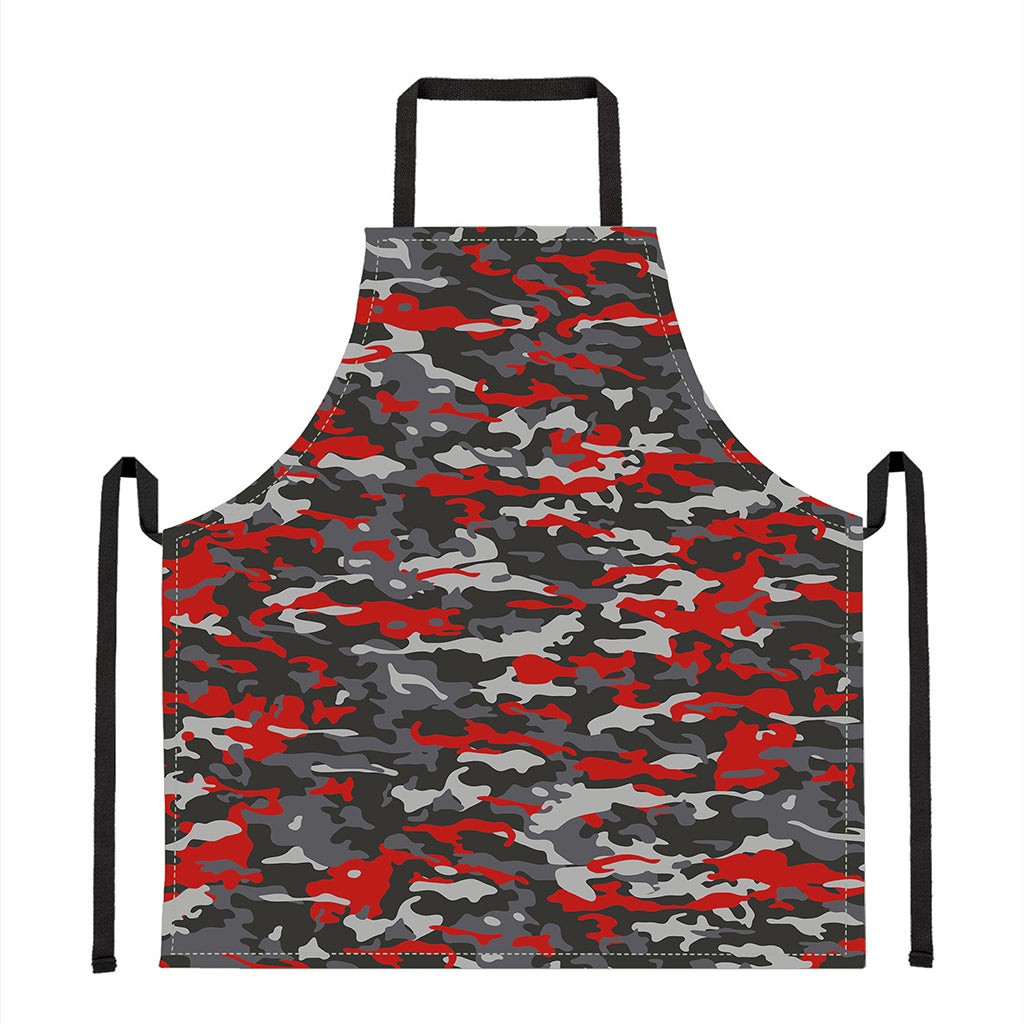 Orange Black And Grey Camouflage Print Apron