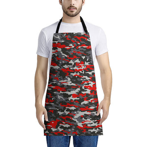 Orange Black And Grey Camouflage Print Apron