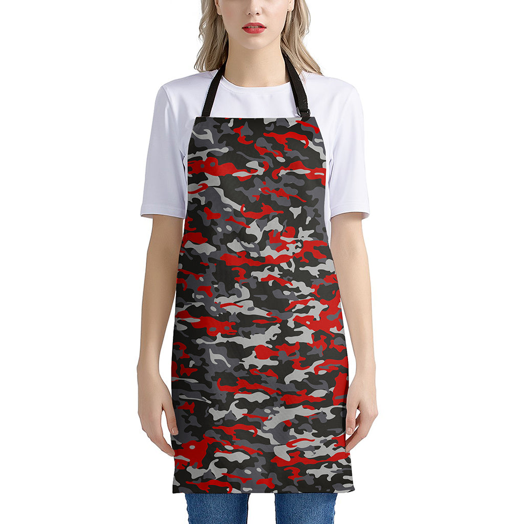 Orange Black And Grey Camouflage Print Apron