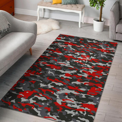 Orange Black And Grey Camouflage Print Area Rug GearFrost