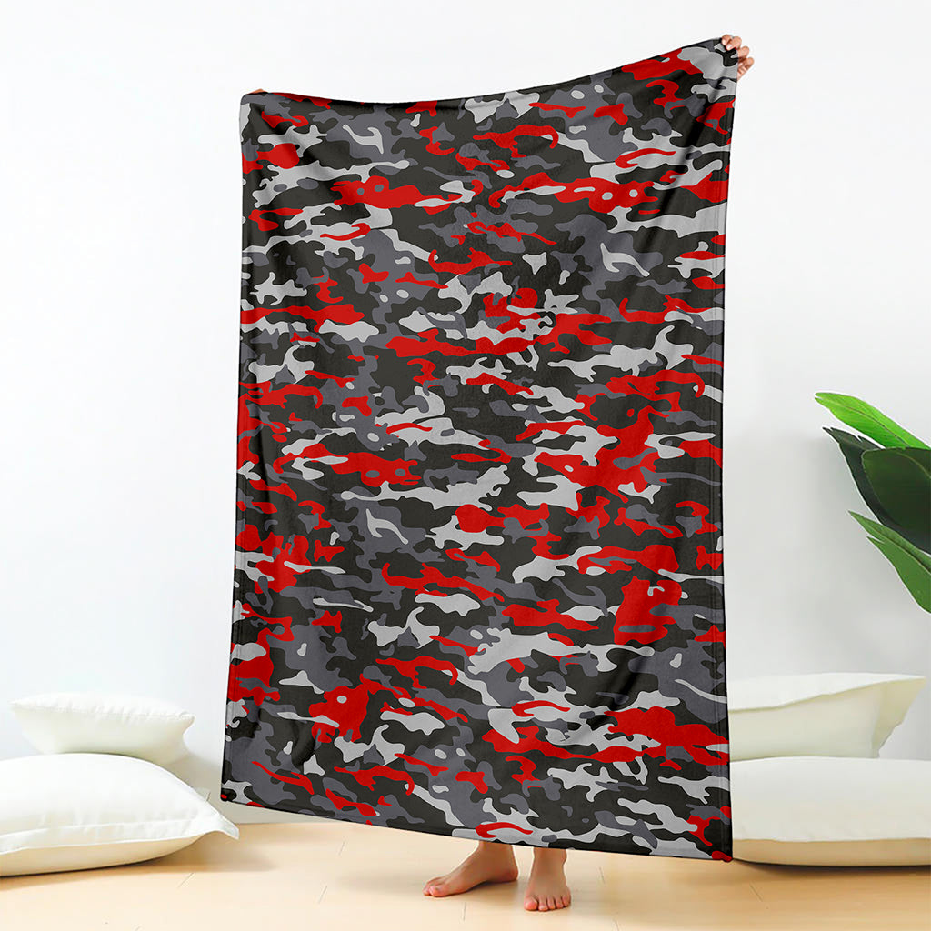 Orange Black And Grey Camouflage Print Blanket