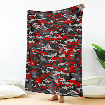 Orange Black And Grey Camouflage Print Blanket