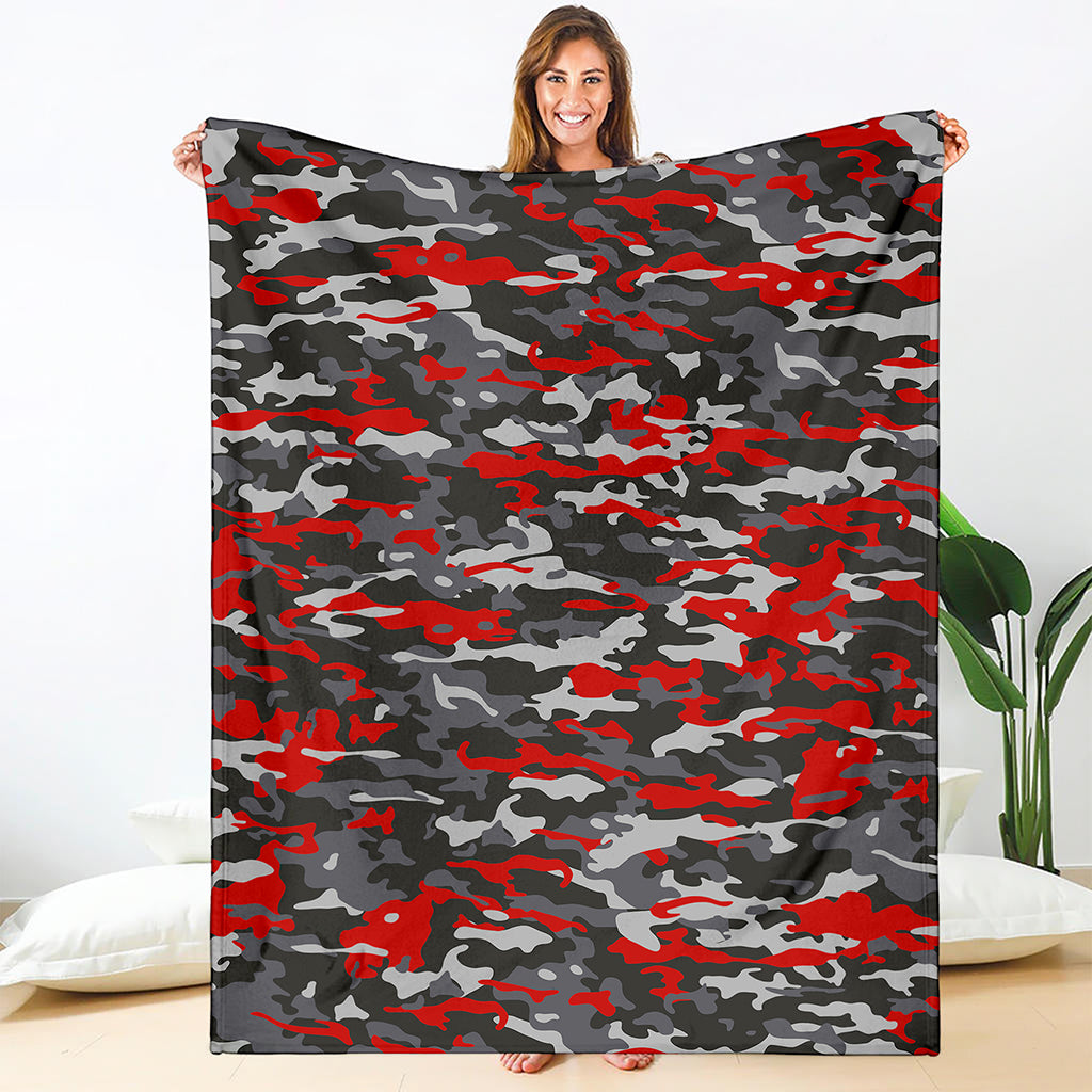 Orange Black And Grey Camouflage Print Blanket