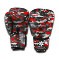 Orange Black And Grey Camouflage Print Boxing Gloves